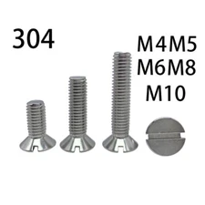 304 Stainless Steel Slotted Countersunk Flat Head Screws M4 M5 M6 M8 M10