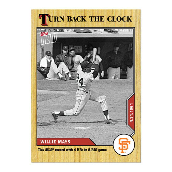 2020 Topps Now Turn Back The Clock Willie Mays 31 Baseball Card ERROR