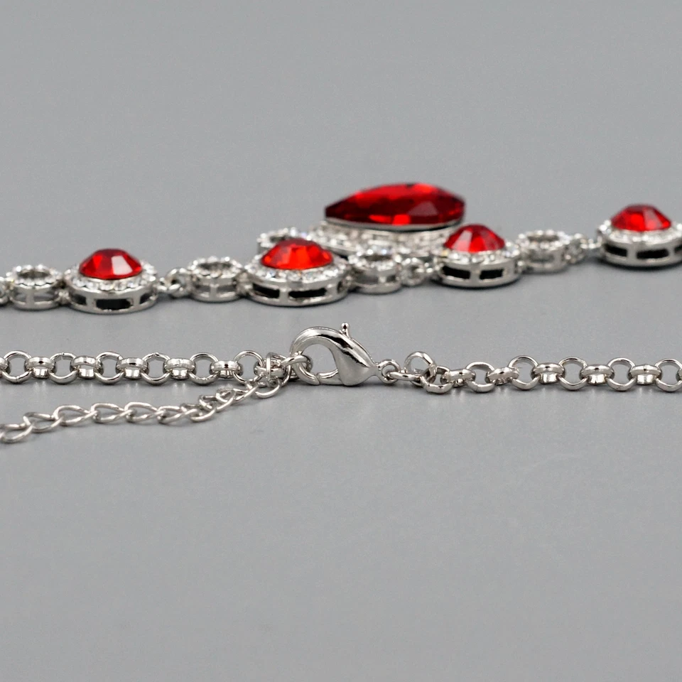 Красный кристалл ожерелье серьги браслет свадебные ювелирные изделия комплект 07840 Рождественский подарок - Изображение 4 из 4