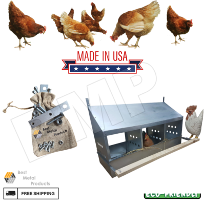 #ad 3 Hole Heavy Duty 23ga Galvanized Chicken Nesting Laying Roost Box 0300108 $95.95