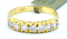 LAB CREATED 1.05 Cts WHITE SAPPHIRES RING 18K YELLOW GOLD - New With Tag