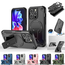 For iPhone 17 16 Pro Max 17Air 16e 15 14 13 12 11 Mag Safe Stand Shockproof Case