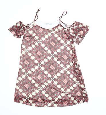 Diffuse Damen rot Argyle/Diamant Polyestermischung Bluse Größe 10