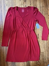 Nine West Women's Red Long Sleeve Dress Size Medium Date Night Cocktail NWT $50