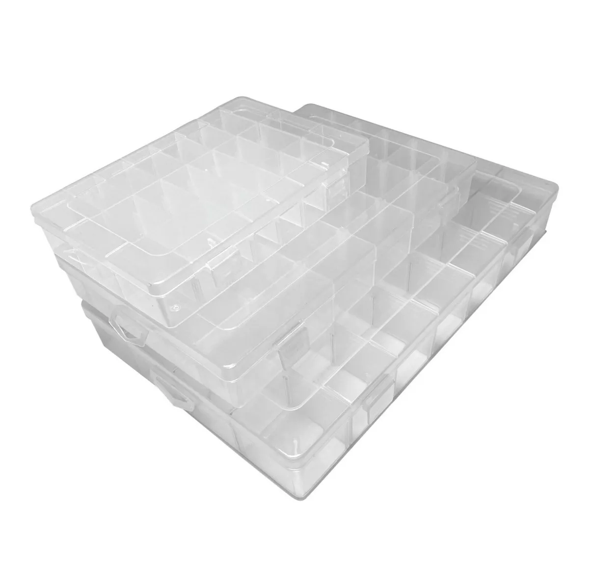 6 Pack Plastic Jewelry Organizer Box with Labels and Dividers for Custom Organization (7 x 4 x 1 in)