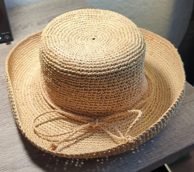 Scala Collection Women s Crocheted Raffia Sun Hat Wide Brim Drawstring One Size