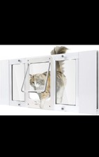 Pet DOOR For Window, ADJUSTABLE 35 - 40 Aluminum Pet Cat Dog In out Privileges