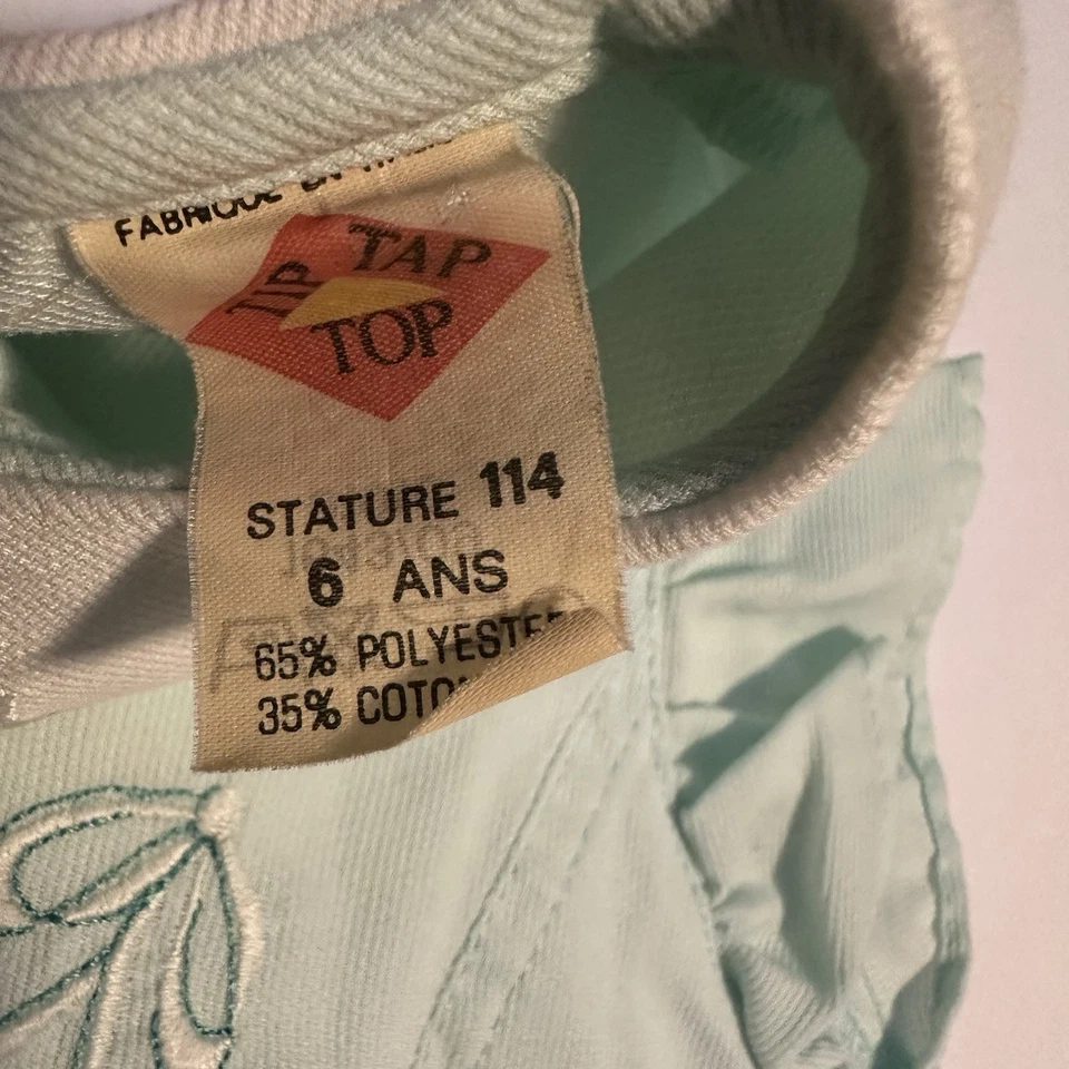 Vtg 90s Italian Made Dress Layered Ruffles Collar Bow Preppy Coquette Girl Sz 6 - Image 3 of 4