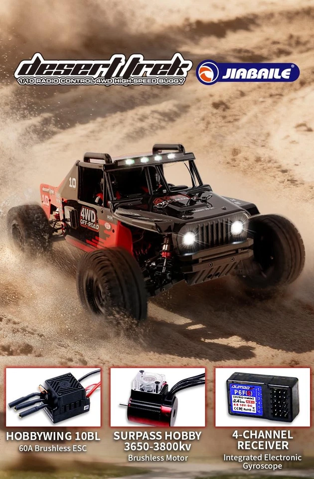 16.5 Inches 1/10 RC Desert Truck 4*4 Off Road Vehicle Shock Towers Metal Chassis - Image 2 of 4