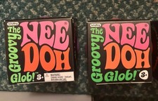 Lot Of 2 Nee Doh Groovy Glob Schylling Stress Ball Neon Purple, Orange
