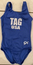 GK Elite Girls TAG USA Gymnastics Leotard BLUE Shimmer CS CHILD SMALL
