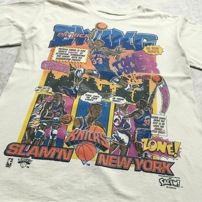 Rare New York Knicks Patrick Ewing Caricature T-Shirt Basketball Team HN6302