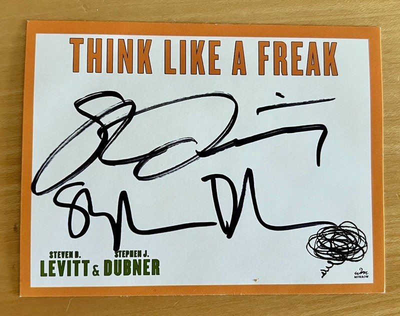 Signed - "Think Like a Freak" Bookplate by Steven Levitt & Stephen Dubner 4"x 3"