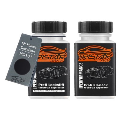 Motorradlack Lackstift Set für Harley Davidson HD131 Vivid Black Basis Klarlack