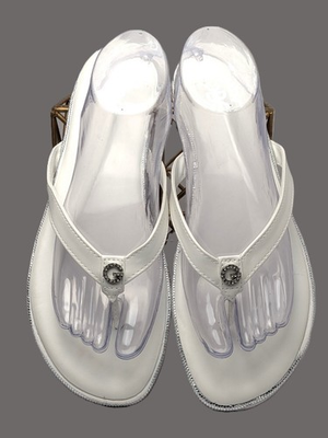 #ad GBG Los Angeles White Rhinestone G Logo Thong Sandals Size 10 Guess NICE NWOT $16.99