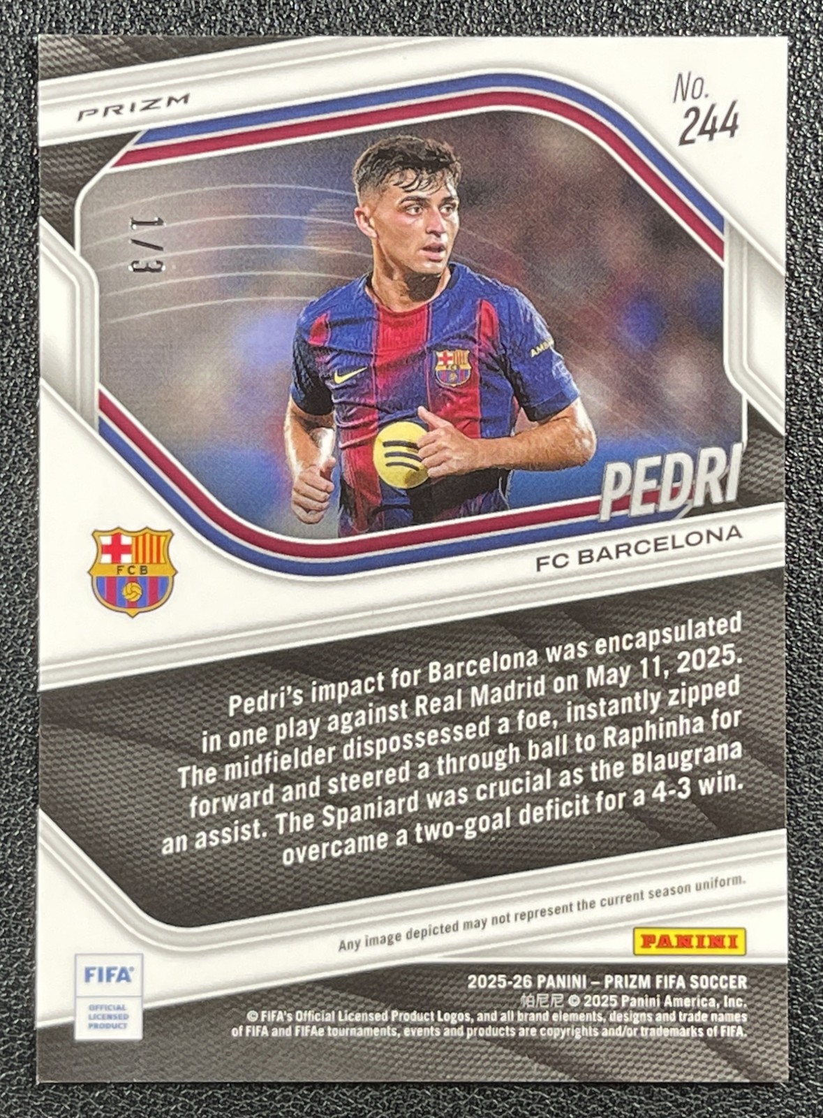 PEDRI 2025-26 PANINI PRIZM FIFA #244 GOLD SHIMMER PRIZM 1/3 BARCELONA view 2