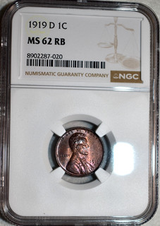 NGC MS 62 RB 1919 D Lincoln Cent Razor Sharp Red Brown specimen PQ.
