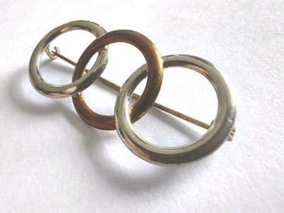 Vintage Broschе Interlock-Desing Love- Knoten Bicolor Verbundenheit Symbol