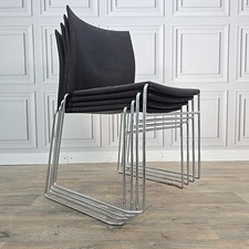 Herman Miller Visitor Chairs - 4 Retro Office Stackable Seats Chrome - Vintage