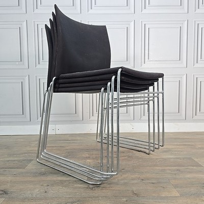 Herman Miller Besucherstühle - 4 Retro Büro Stapelsitze Chrom - Vintage