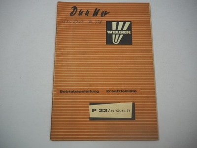 Welger P23 for AP42 52 61 71 Bale Launcher Owners Manual Parts List 1979