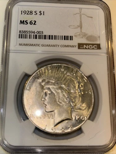 1928-S Peace Silver Dollar NGC MS62.
