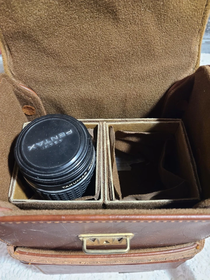 Pentax Camera Bag 2 Section Hard Case Brown Authentic With Pentax Takumar Lens - Image 2 of 4