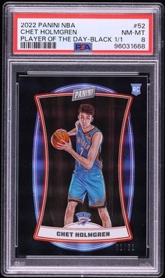 2022 Panini NBA Player Of The Day Black Chet Holmgren ROOKIE 1/1 #52 PSA 8