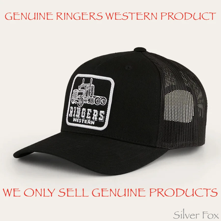 RINGERS WESTERN BLACK LONG HAUL TRUCKER MESH SNAPBACK MENS CAP HAT NEW WITH TAGS
