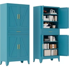 71'' Farmhouse Metal Storage Cabinet , Steel File Cabinet for Kitchen