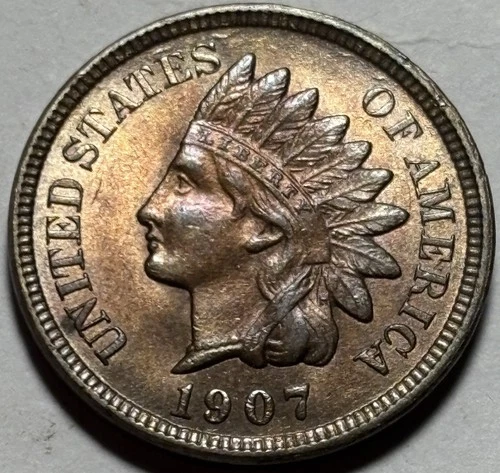 1907 Indian Head Cent — Uncirculated MS RB 🔥 Nice Luster, See Video!