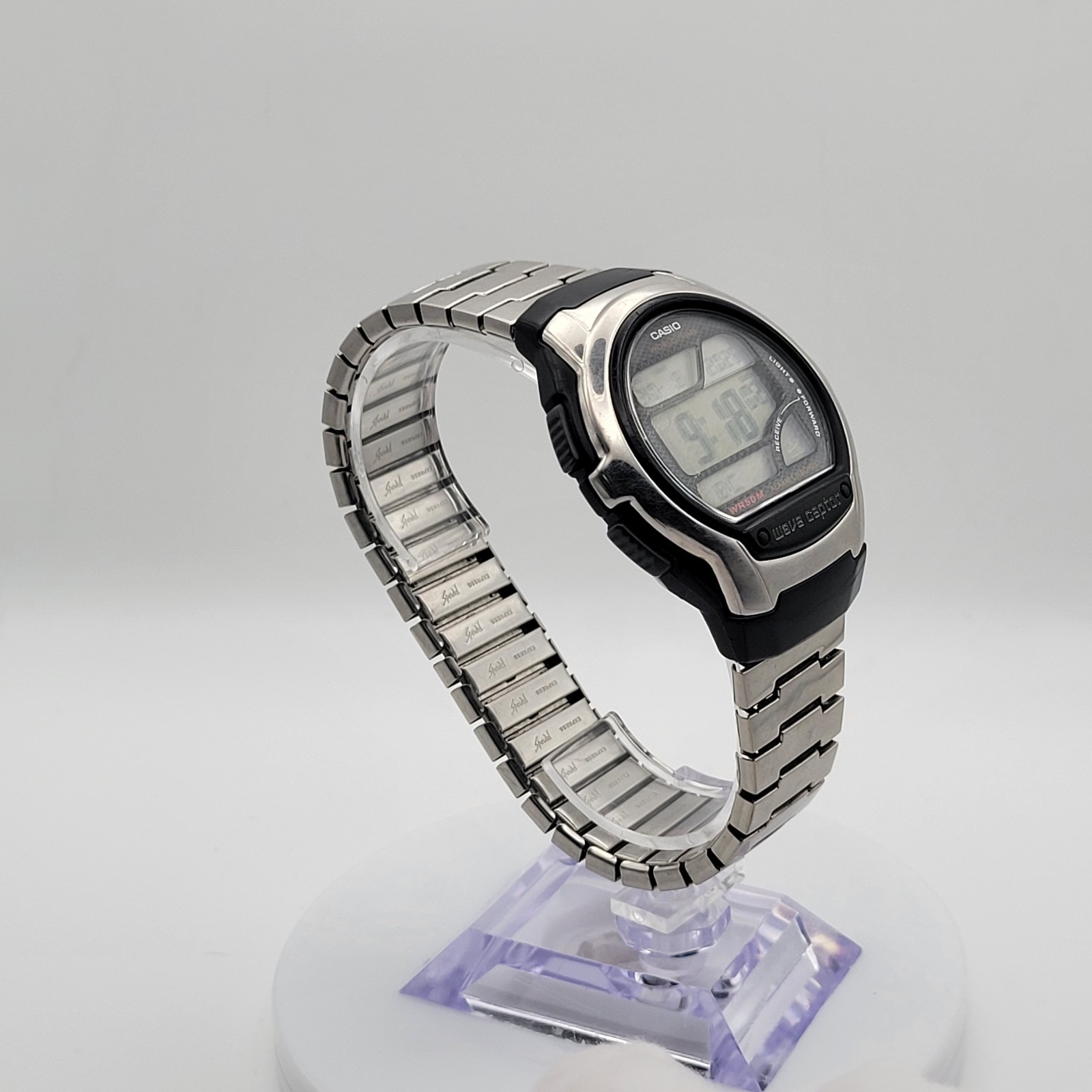 Extpander String Casio Wave Ceptor WV-58A Atomic Digital Watch Speidel Stainless ...