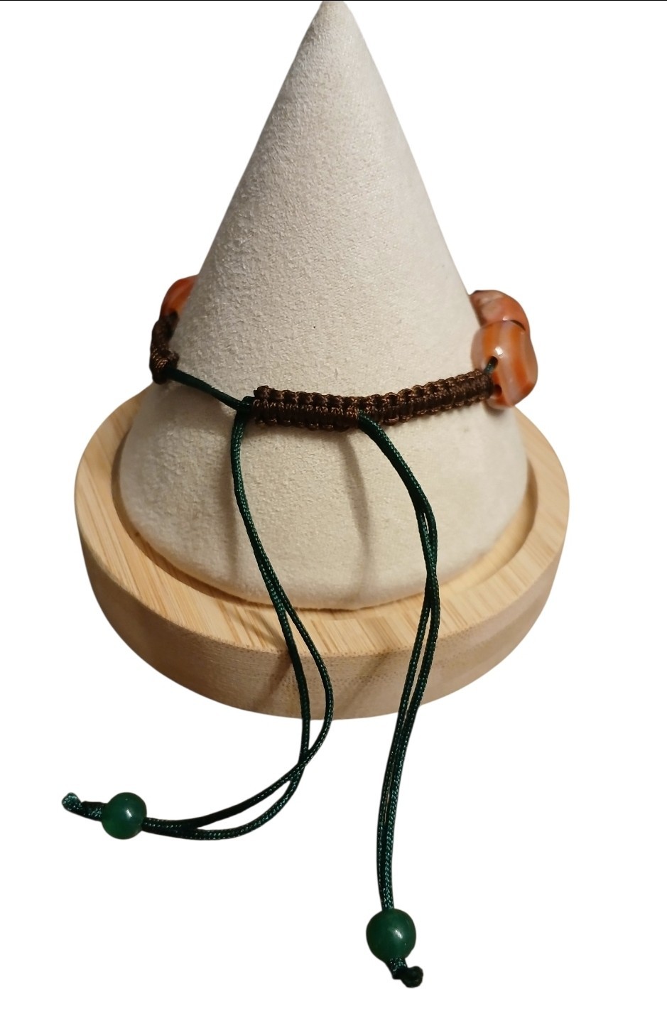 Adjustable beaded bracelet featuring natural, ban… - image 2