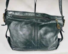 Stone Mountain USA Leather Cross Body Shoulder Bag VTG Forest Green Purse Y2K