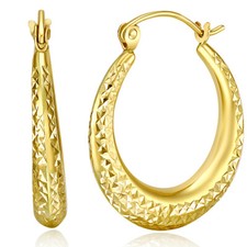 Wellingsale 14k Yellow Gold Diamond Cut 4mm Hoop Earrings x mm 