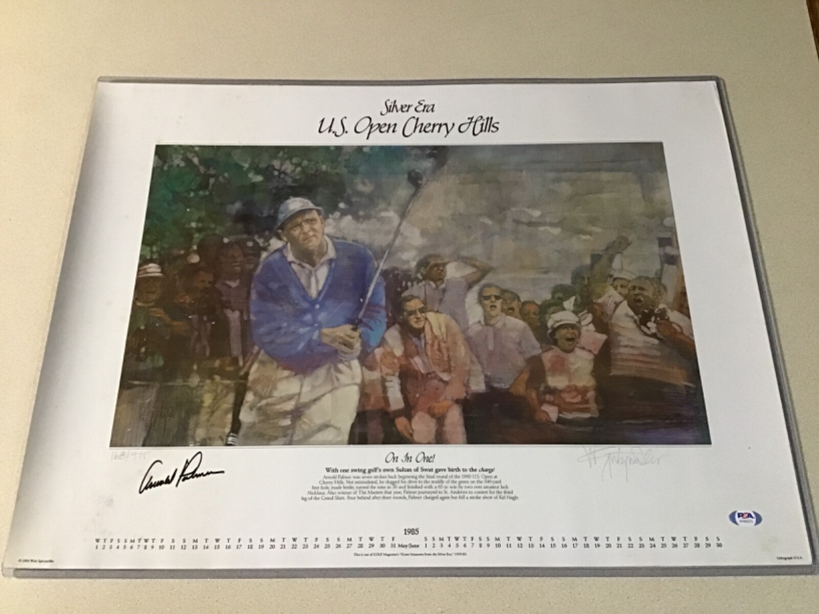 Arnold Palmer Autographed Signed 1960 US OPEN GOLF LITHO PSA WALT SPITZMILLER #168/975 
