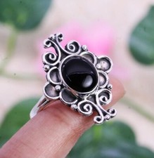 Natural Black Onyx Ring 925 Sterling Silver Handmade Ring Woman  Girls Ring