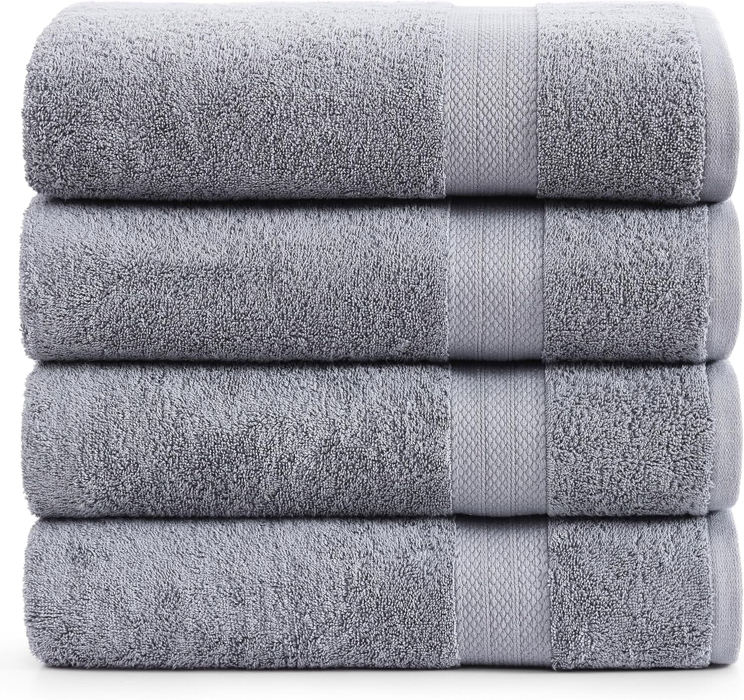 4-Pack Grey 100% Cotton Extra Large Bath Sheets & Towel Set