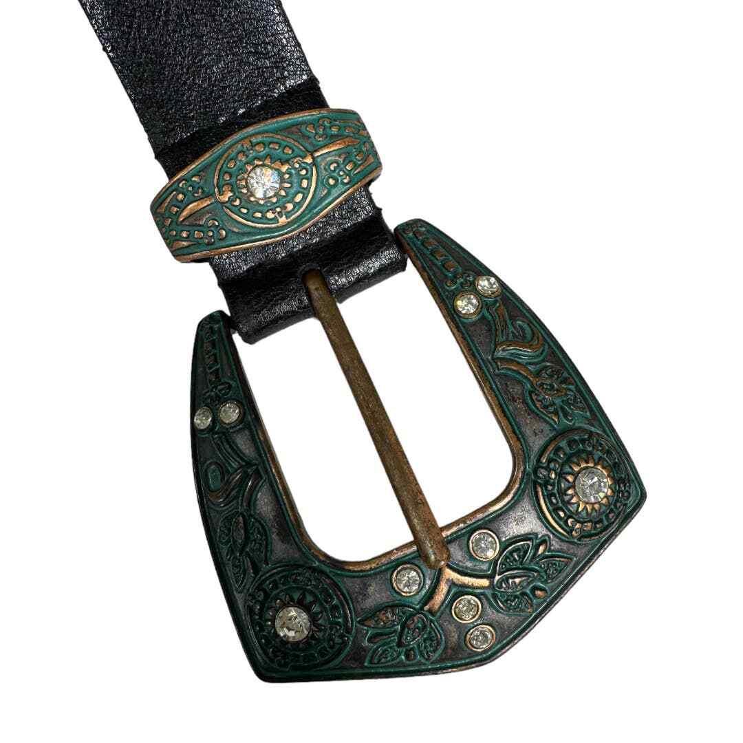 Steve Madden Western Embellished Black Leather Belt Medium  display picture 1