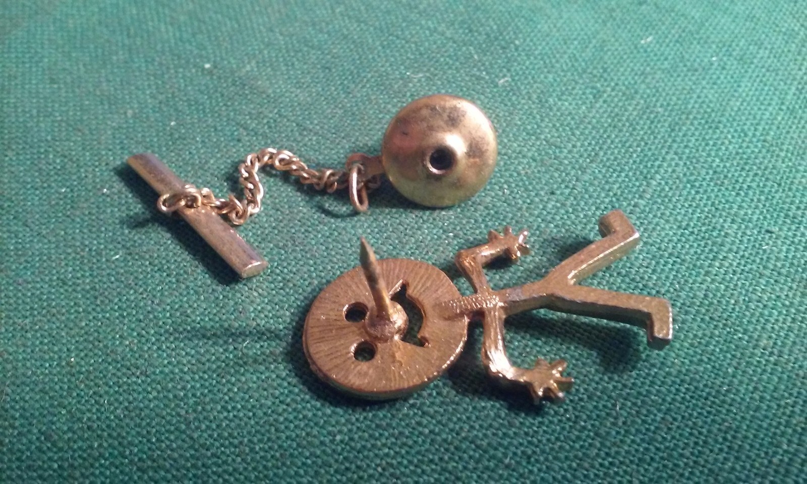 Vintage Gold-Tone Metal STICK MAN Figure Tie-Tack or Lapel Pin w/ Bell Clasp