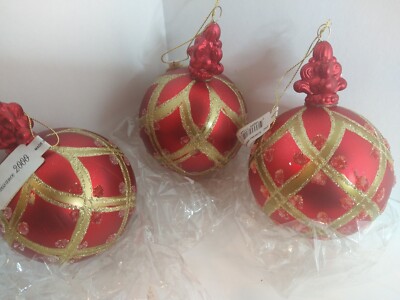 Renaissance 2000 Three Glass Ornaments Red