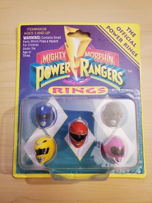 New 1993 Mighty Morphin Power Rangers - OFFICIAL POWER RINGS SET OF 5 - SEALED!