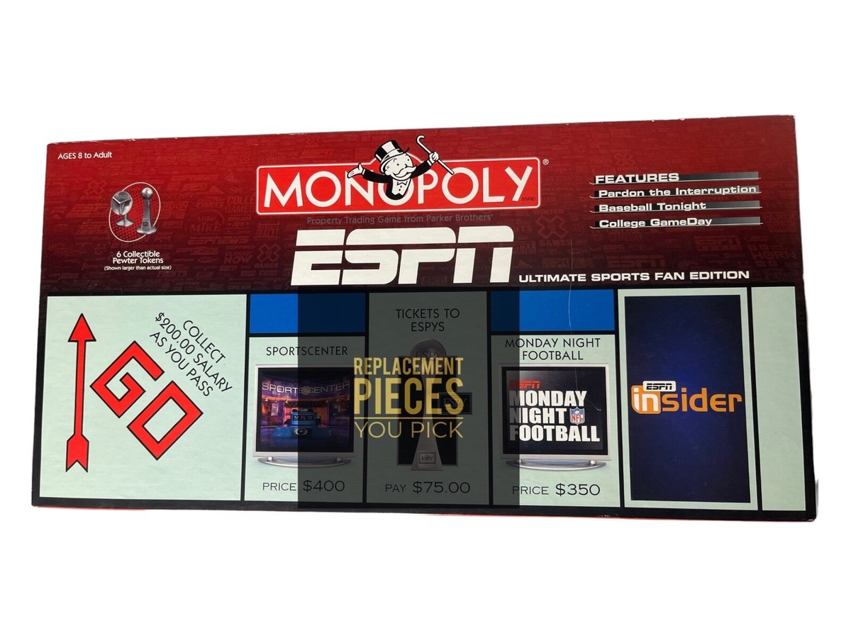 Monopoly ESPN Ultimate Sports Fan Edition Board Game Replacement
