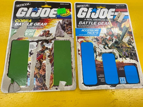 G.I. Joe Battle Gear Accessory Pack #1 & #2  Card back only Hasbro 1983 vintage