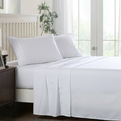 JML Queen 4 Piece Microfiber Sheet Set, White, Queen