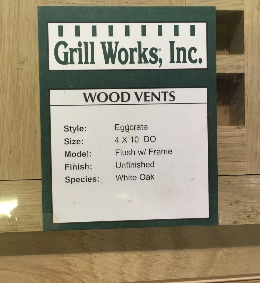 Ventilação Grill Works carvalho branco Eggcrate 4 x 10 - Imagem 2 de 2