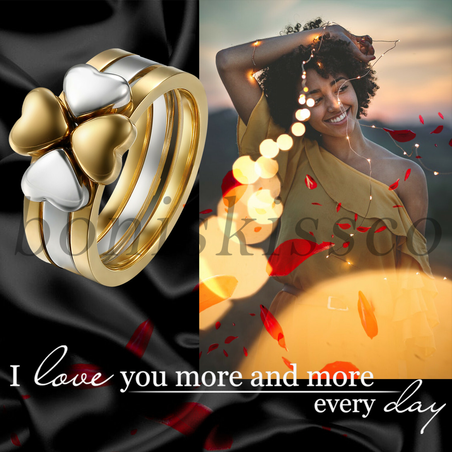 3 in 1 Women's Four leave Clover Stainless Steel Engagement Band