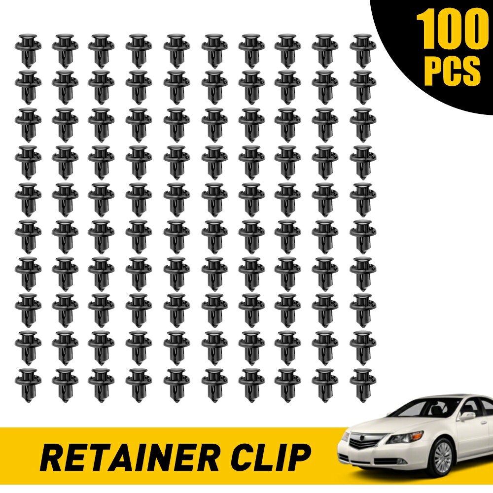 100X Bumper Clip 10mm Fender Hood Push Rivets Retainer Fasteners for Honda Acura