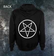 Inverted Pentacle Zip Hoodie Satanic Pentagram Baphomet Goat Mendes Cross Devil