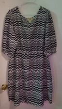 Stevie & Lindsay Black & White Zig Zag Striped Dress, Size 1X